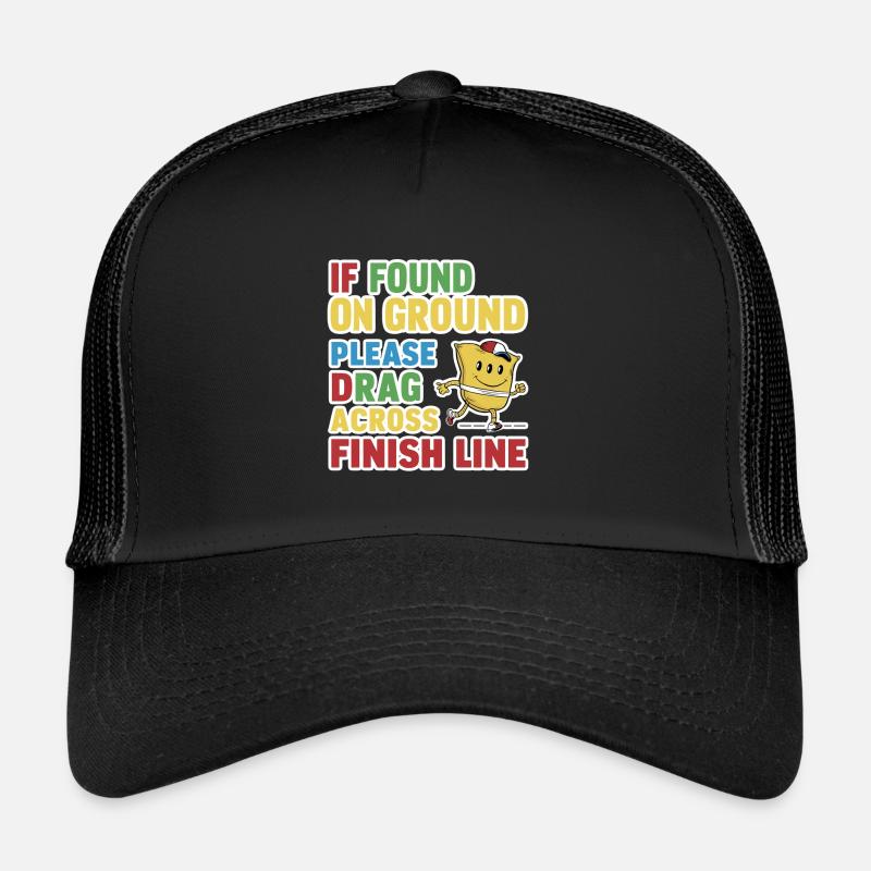If On Ground Please Drag Across Finish Line 9 Trucker Cap