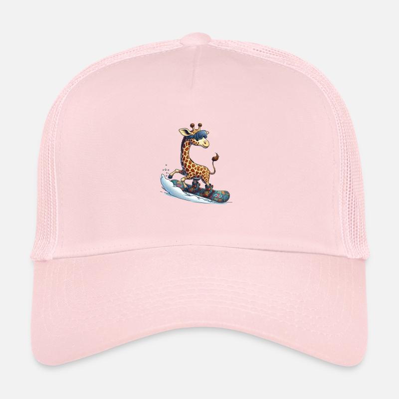 Cute Snowboarder Giraffe Trucker Cap