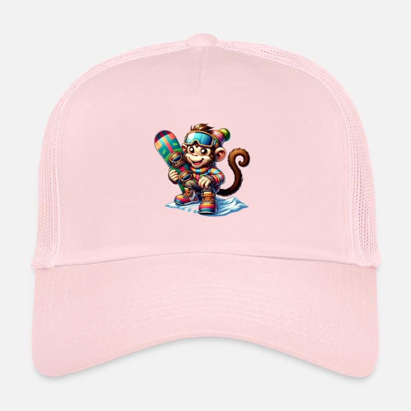 Cute Snowboarder Monkey Trucker Cap