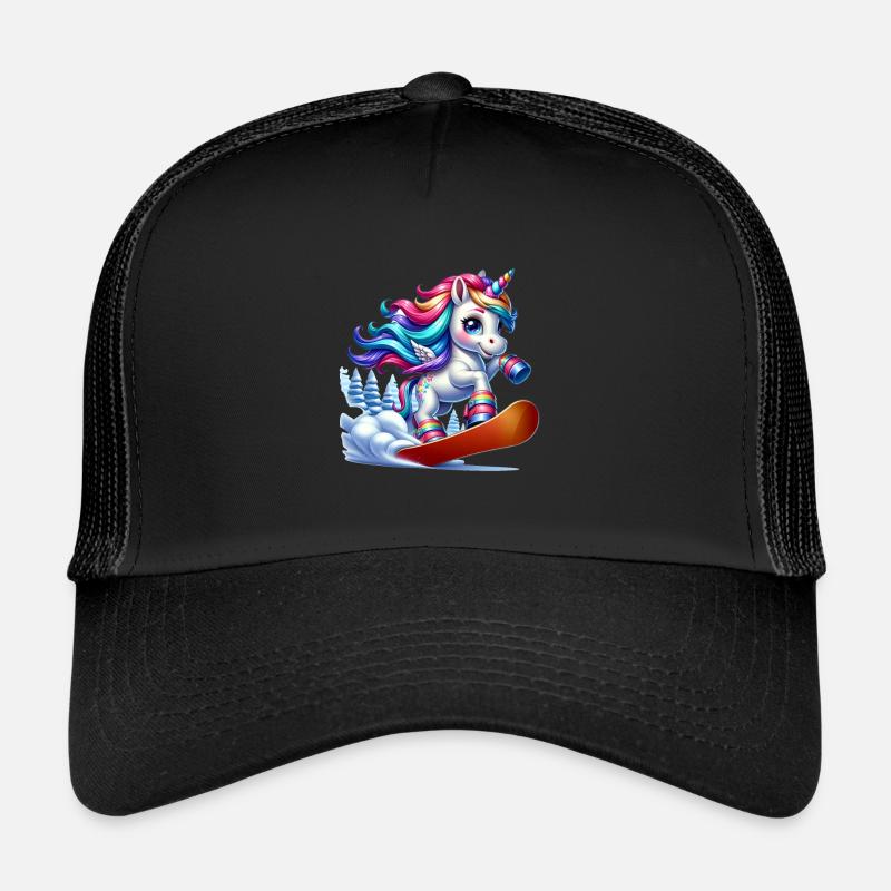 Cute Snowboarder Unicorn Trucker Cap