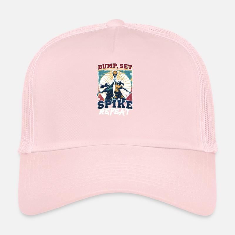 Funny Volleyball Bump, Set, Spike, Repeat Trucker Cap