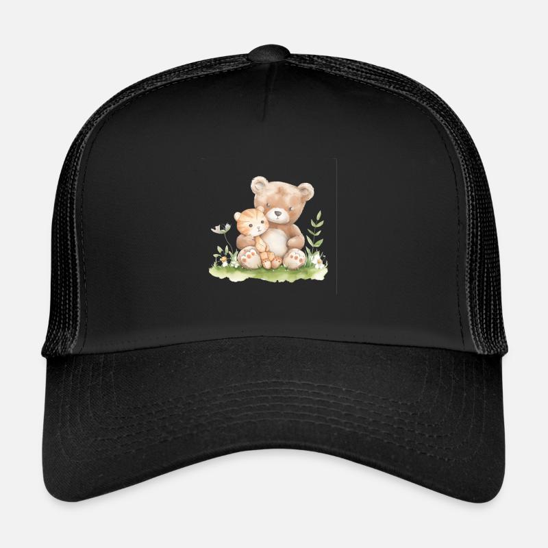 Cute Bear And Cat Friends Trucker Cap