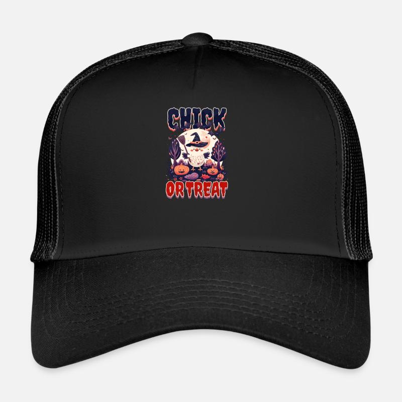 Halloween Huhn Küken oder Leckerli - Trucker Cap - Schwarz/Schwarz