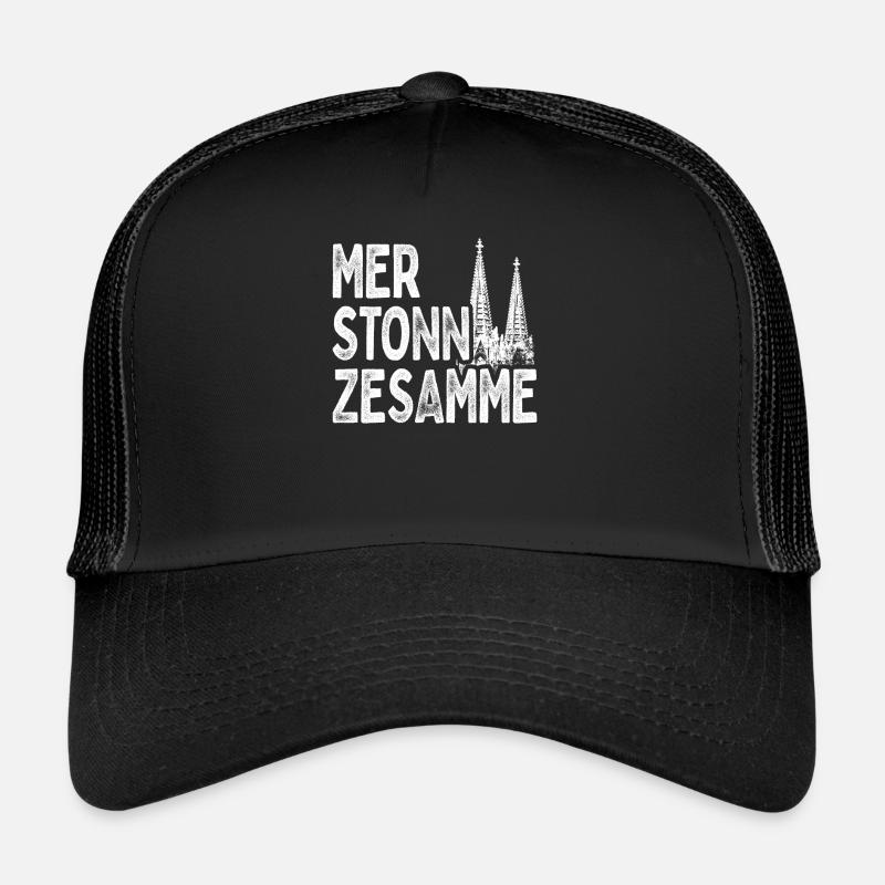 Köln Mer Stonn Zesamme Dom Karneval Kölsch Kölner - Trucker Cap - Schwarz/Schwarz