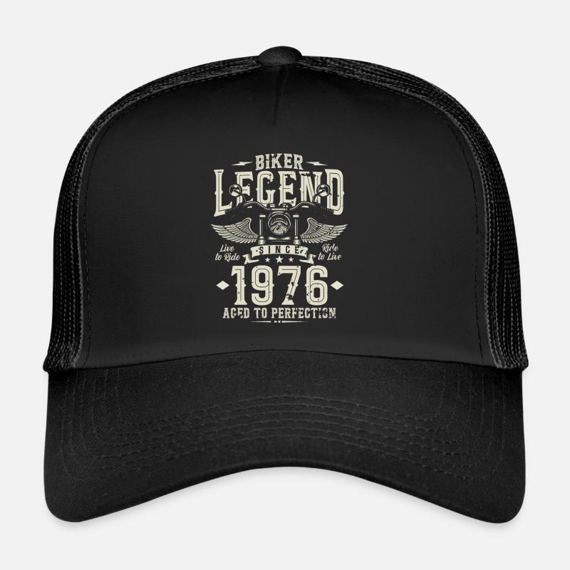 Biker Legende seit 1976 - Trucker Cap - Schwarz/Schwarz