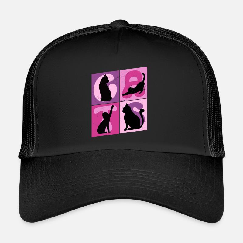 Chaton Chaton Chat Silhouette Art Coloré Casquette trucker 