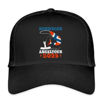 Angler Geschenkidee Angeltour Norwegen 2025 - Trucker Cap - Schwarz/Schwarz - Vorne