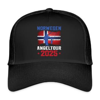 Norwegen Angeltour 2025 Angeln in Norwegen - Trucker Cap - Schwarz/Schwarz - Vorne