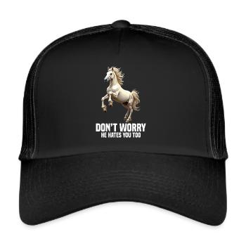 Horse Owner Don ́t worry he hates you too Haflinger - Trucker Cap - black/black - Front