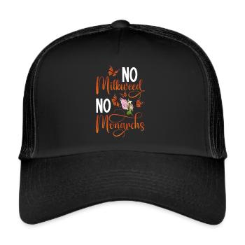 Entomologiste : Pas d’asclépiade, pas de papillon monarque - Casquette trucker  - noir/noir - Devant