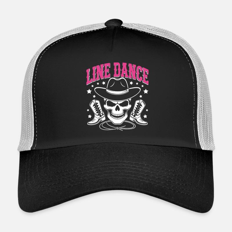 Line Dance Skull with Stetson and Boots and Lasso Trucker Cap