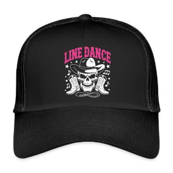 Line Dance Skull with Stetson and Boots and Lasso - Trucker Cap - black/black - Front