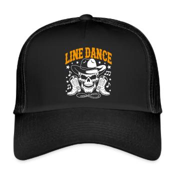 Line Dance Skull with Stetson and Boots and Lasso - Trucker Cap - black/black - Front