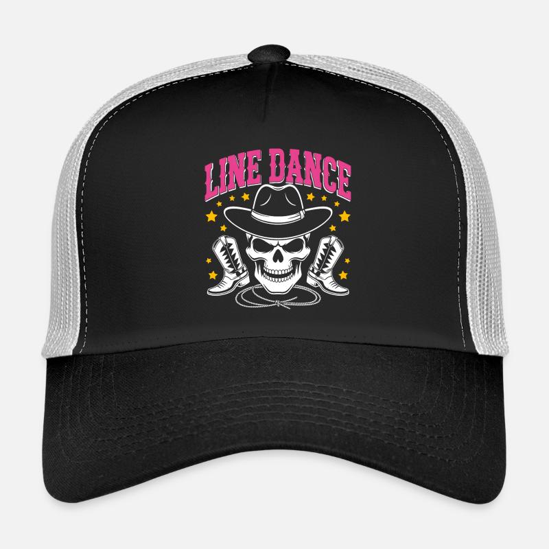 Line Dance Skull mit Stetson und Boots und Lasso Trucker Cap