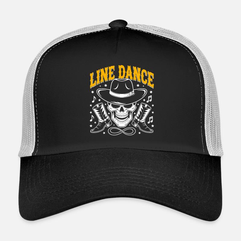 Line Dance Skull with Stetson and Boots and Lasso Trucker Cap
