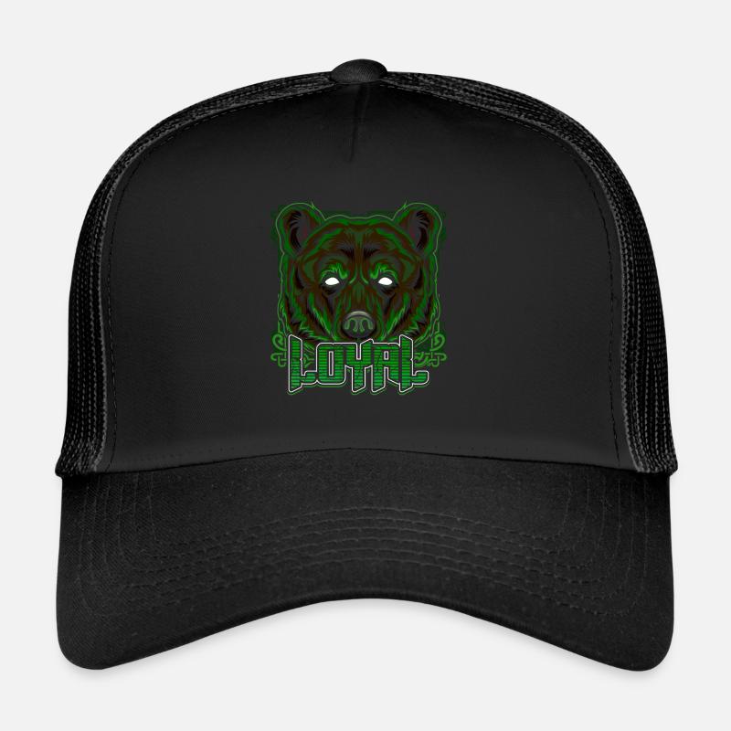 Braunbär Bär Grizzly Geschenk - Trucker Cap - Schwarz/Schwarz