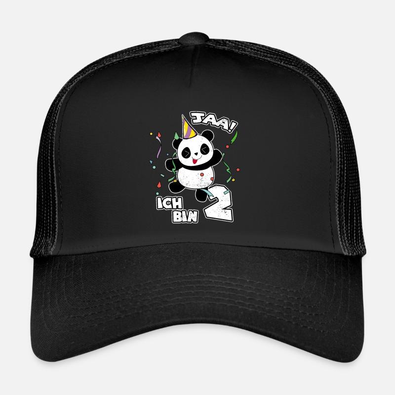2. Geburtstag Panda Geschenk Süßer Pandabär Party - Trucker Cap - Schwarz/Schwarz