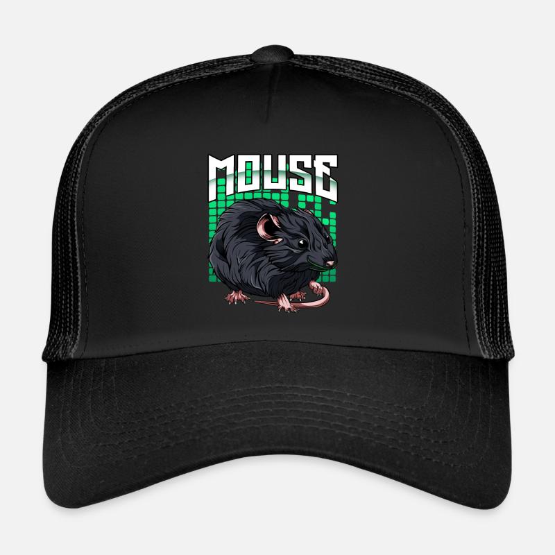 Hausmaus Haustier Maus Mausel Mäuschen Geschenk - Trucker Cap - Schwarz/Schwarz