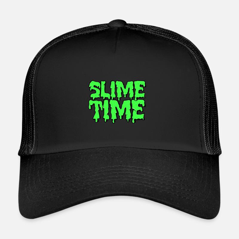 Slime Time | Schleim Glibber Wortwitz Geschenk - Trucker Cap - Schwarz/Schwarz