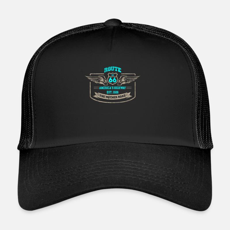 Route 66 America´s Highway - Trucker Cap - Schwarz/Schwarz
