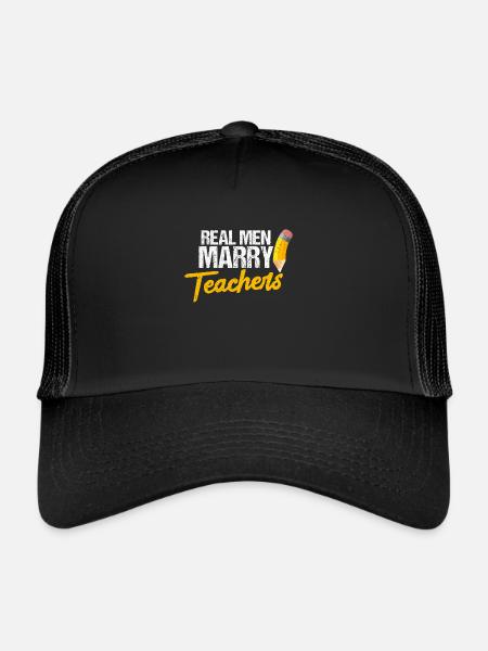 Man Men Teacher Marriage Marry Gift - Trucker Cap - black/black - Front