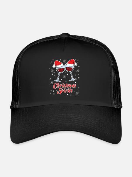 Vin noël spiritueux drôle femmes - Casquette trucker  - noir/noir - Devant