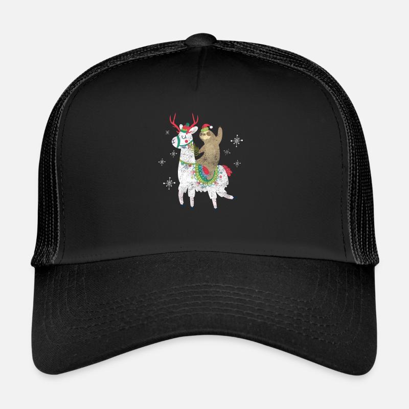 Alpaca Lama Christmas Funny Cool Gift - Trucker Cap - black/black