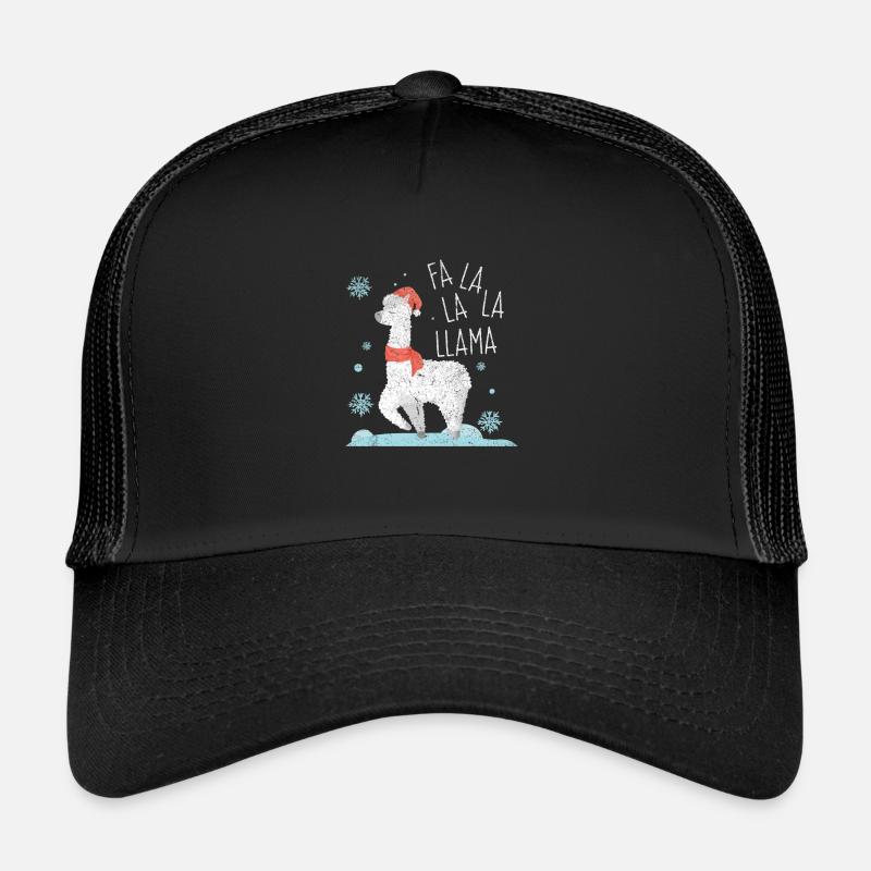 Alpaka Lama Weihnachten Lustig Cool Geschenk - Trucker Cap - Schwarz/Schwarz