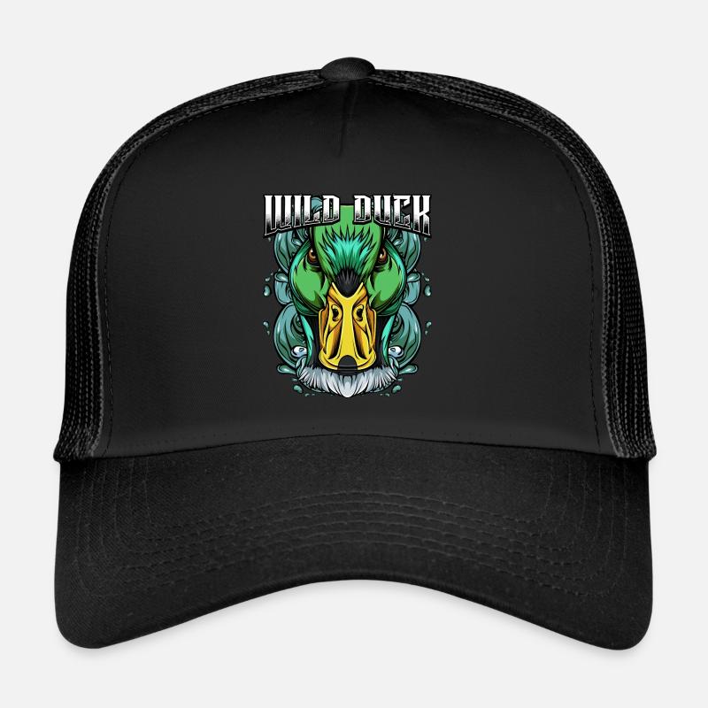 Modern Wildente | Trendy Vogel Tier Geschenkidee - Trucker Cap - Schwarz/Schwarz