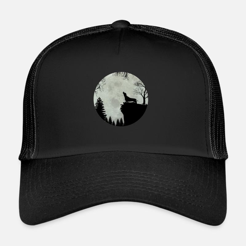 Dackel Teckel Dachshund Mond Geschenk (0287) - Trucker Cap - Schwarz/Schwarz