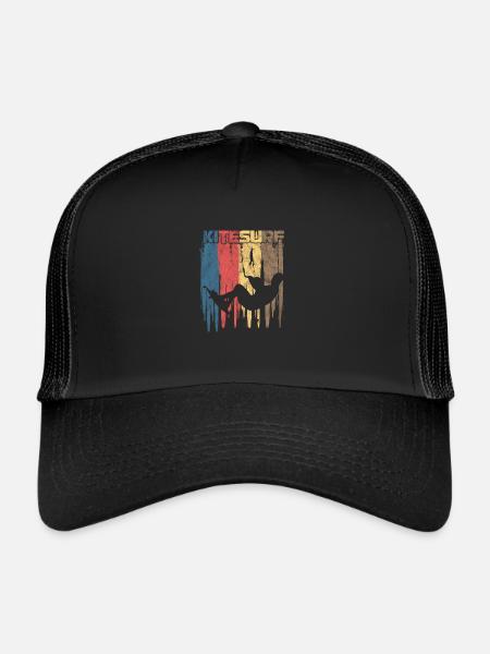 Kite Surf Retro Water Sports Sailboarding Kite - Trucker Cap - black/black - Front