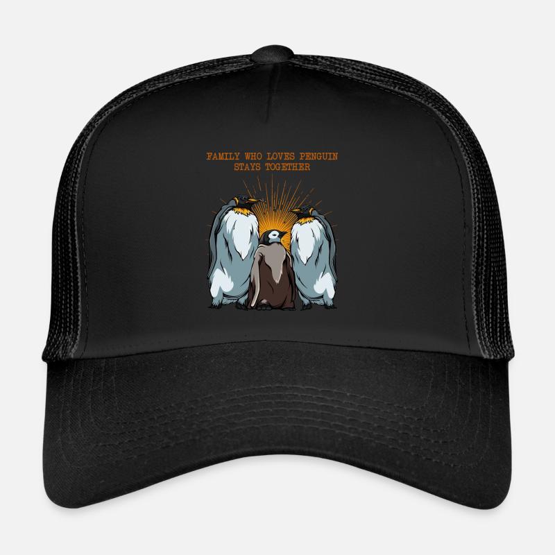 Pinguin Familie Statement Sprüche Tier Geschenk - Trucker Cap - Schwarz/Schwarz