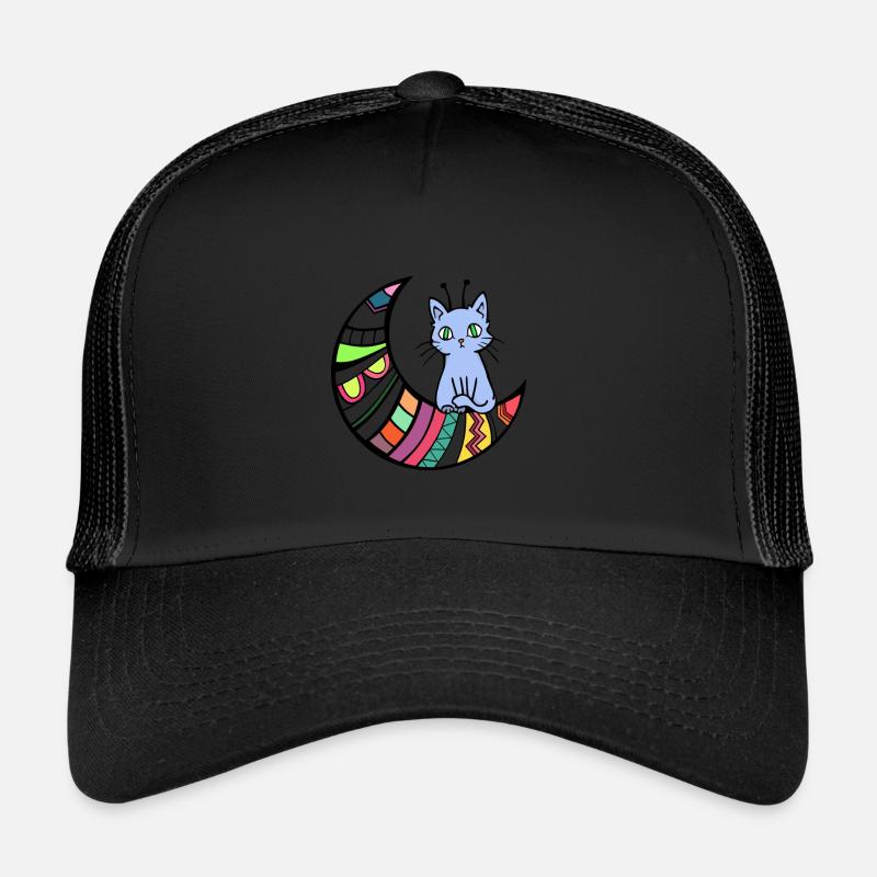 Außerirdische Katze Alien Ufo Haustier Geschenk - Trucker Cap - Schwarz/Schwarz