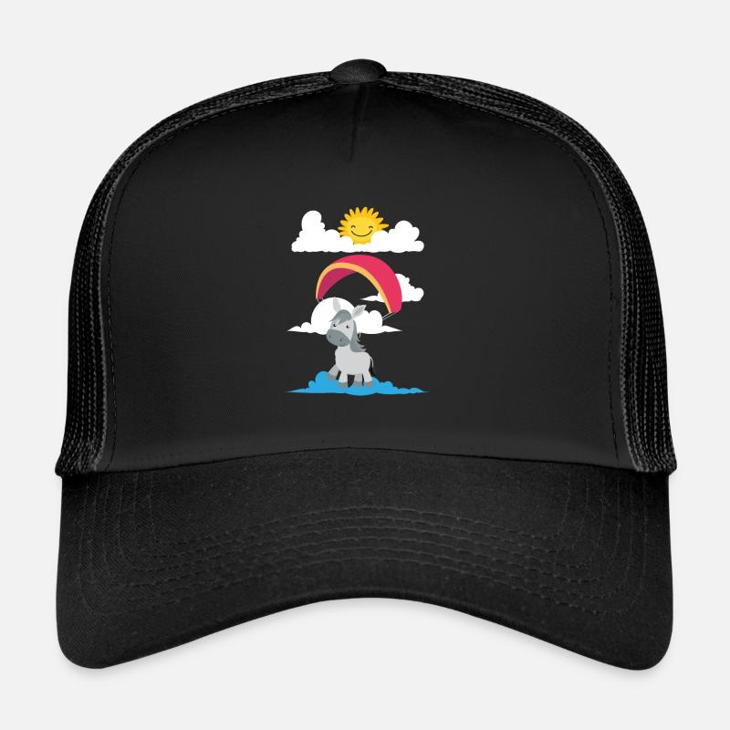 A donkey flies paraglider - Trucker Cap - black/black