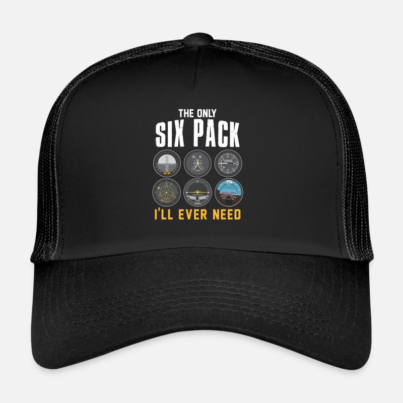 Six Pack Pilot Flugzeug - Trucker Cap - Schwarz/Schwarz