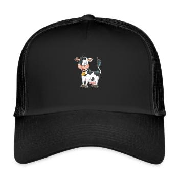 Kuh Milchkuh Landleben Bauernhof Bauer Geschenk - Trucker Cap - Schwarz/Schwarz - Vorne
