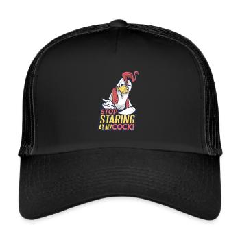 Arrête de regarder ma bite! - Casquette trucker  - noir/noir - Devant
