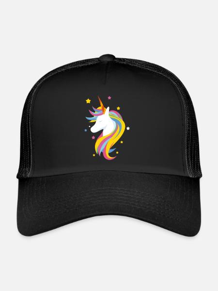 Licorne mignonne - Casquette trucker  - noir/noir - Devant