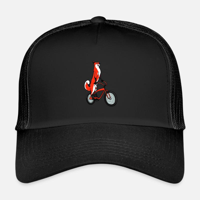 Fuchs Fahrrad Radsport Comic Geschenk - Trucker Cap - Schwarz/Schwarz