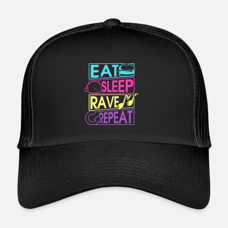 Eat Sleep Rave Repeat Geschenk Trucker Cap