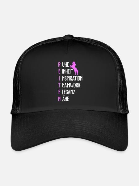 Cavalier chevaux Etal de cheval Equitation - Casquette trucker  - noir/noir - Devant