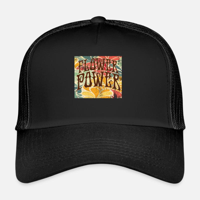 Flower Power Vintage 70s - Trucker Cap - black/black