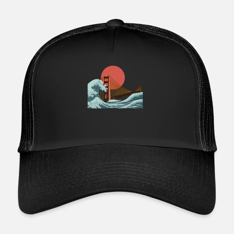 Golden Gate San Fransisco wave Trucker Cap