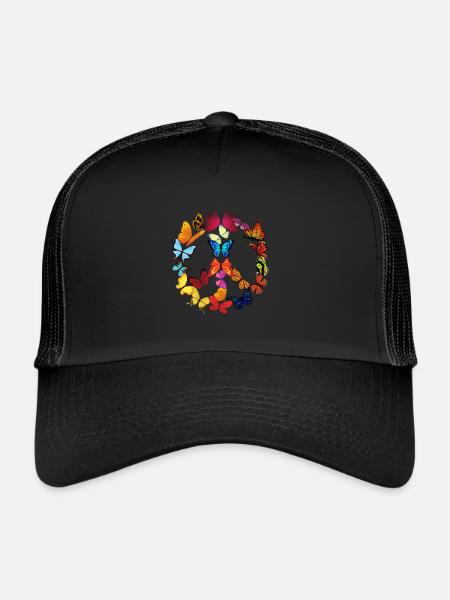 Peace - Peace Butterfly 70s Retro Freedom - Trucker Cap - black/black - Front