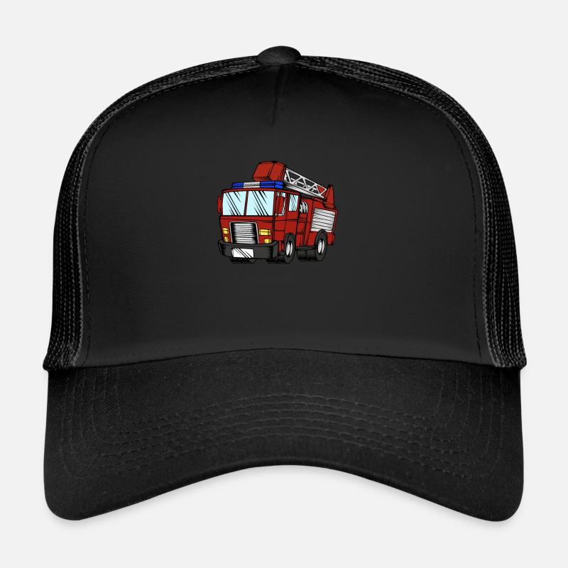 Feuerwehrauto - Trucker Cap - Schwarz/Schwarz