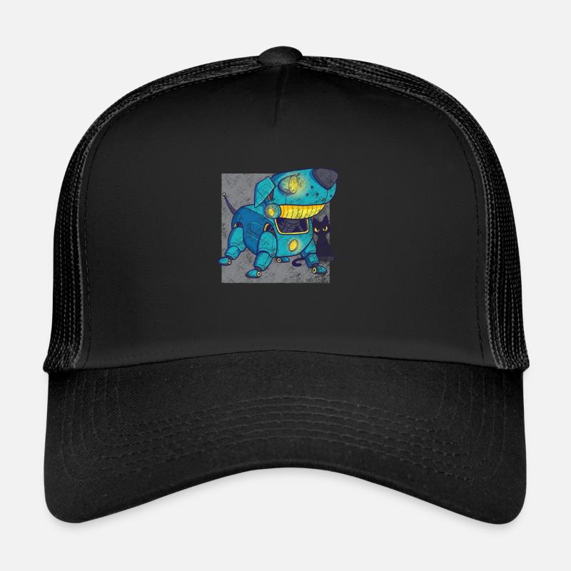 Retro robot dog - Trucker Cap - black/black