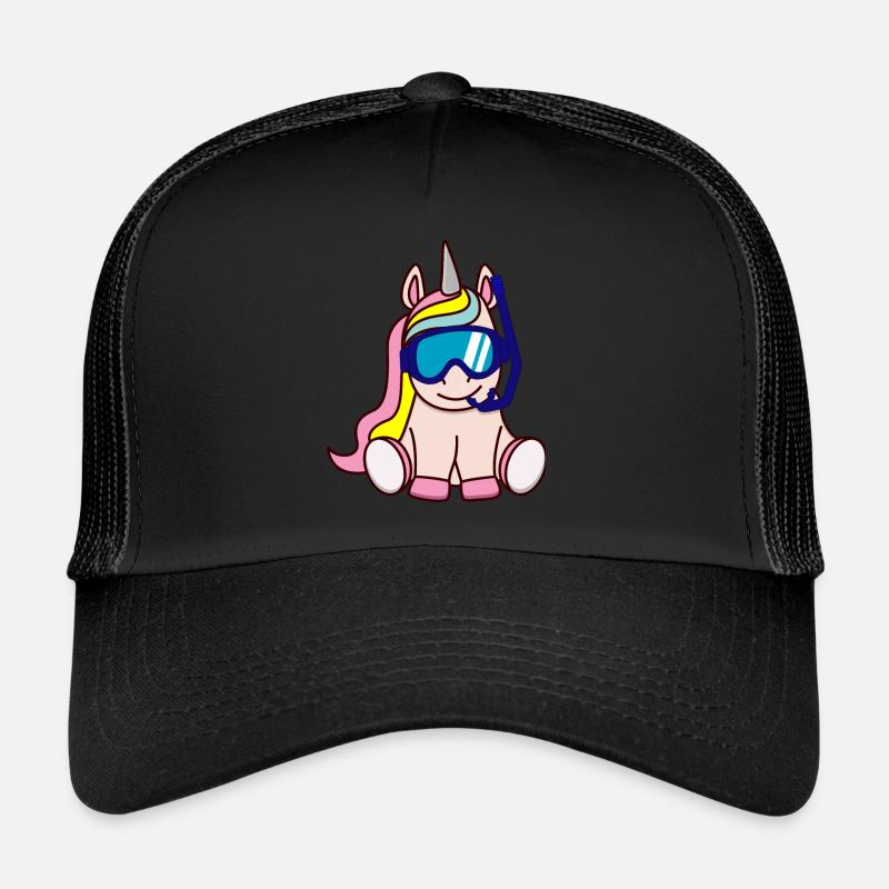 Taucher Einhorn Geschenkidee Geschenk - Casquette trucker - noir/noir