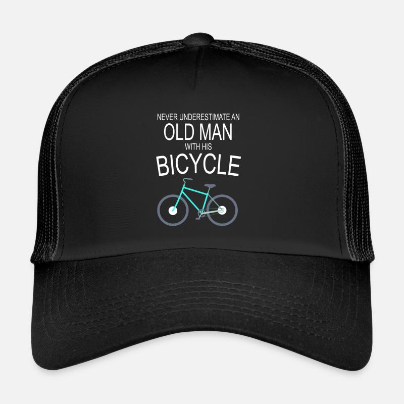 Alter Mann mit Fahrrad Trucker Cap