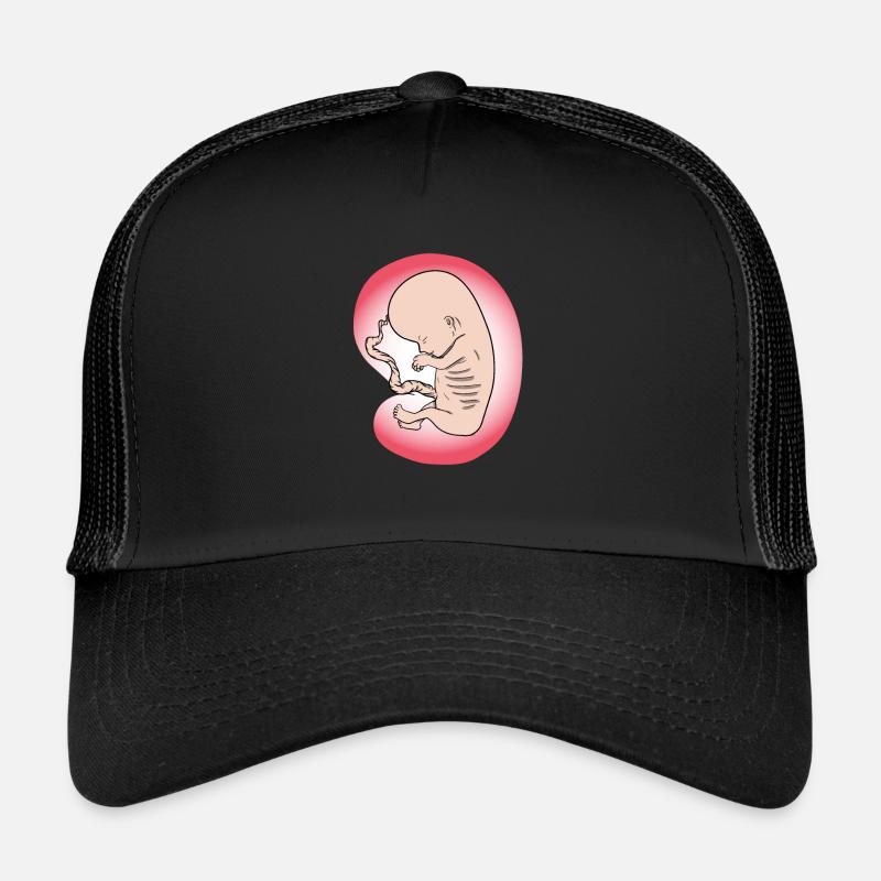 Embryo Baby Geburt Babybauch Mutter Geschenk - Trucker Cap - Schwarz/Schwarz