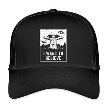 Alien UFO Area 51 Rétro drôle de cadeau de Roswell - Casquette trucker  - noir/noir - Devant